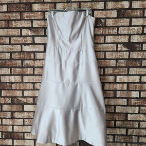 Ladies BCBGMaxAzria Champagne Satin Strapless Dress Size 12